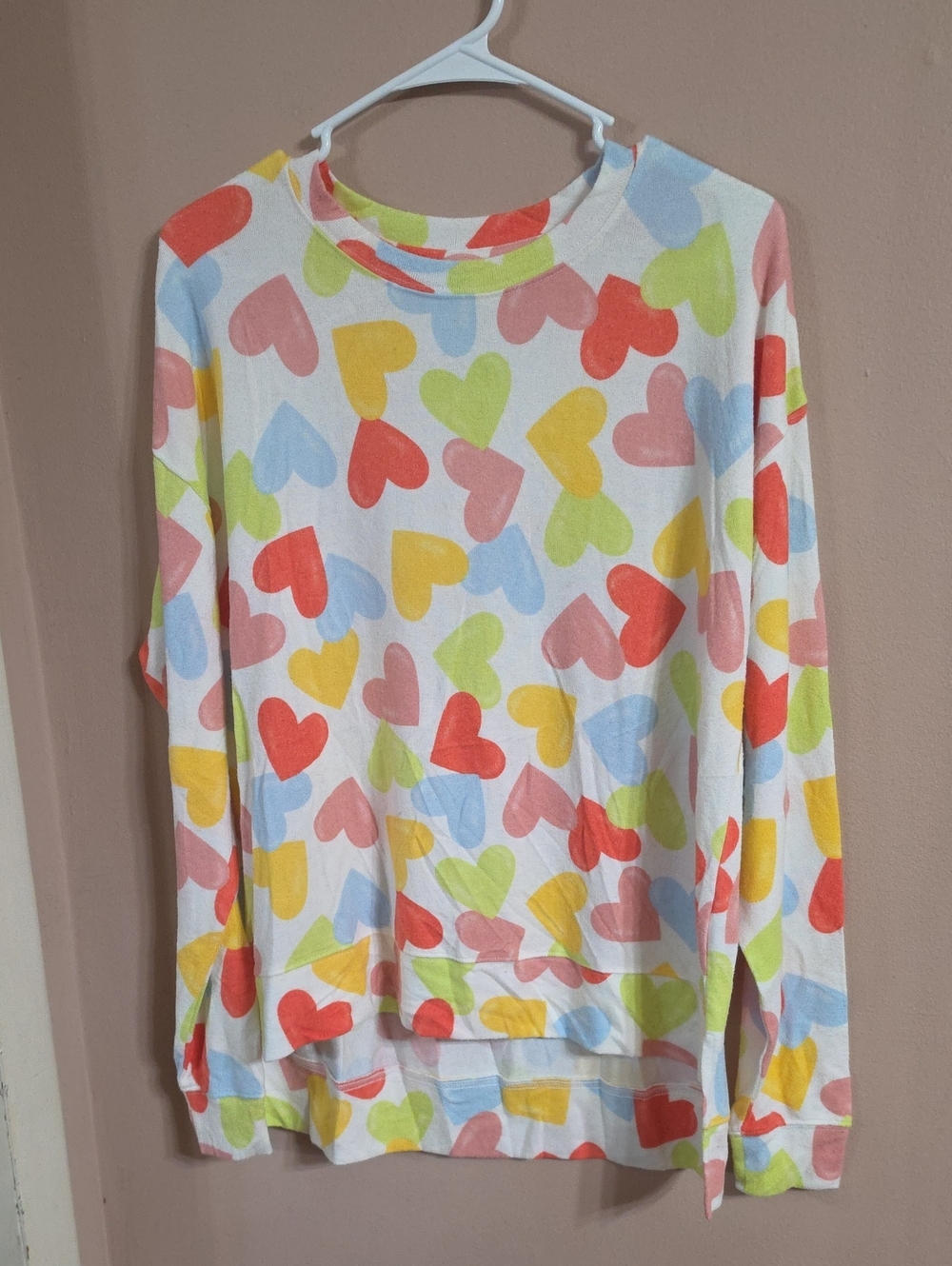 bp White Multi Heart Print Long Sleeve Sweatshirt